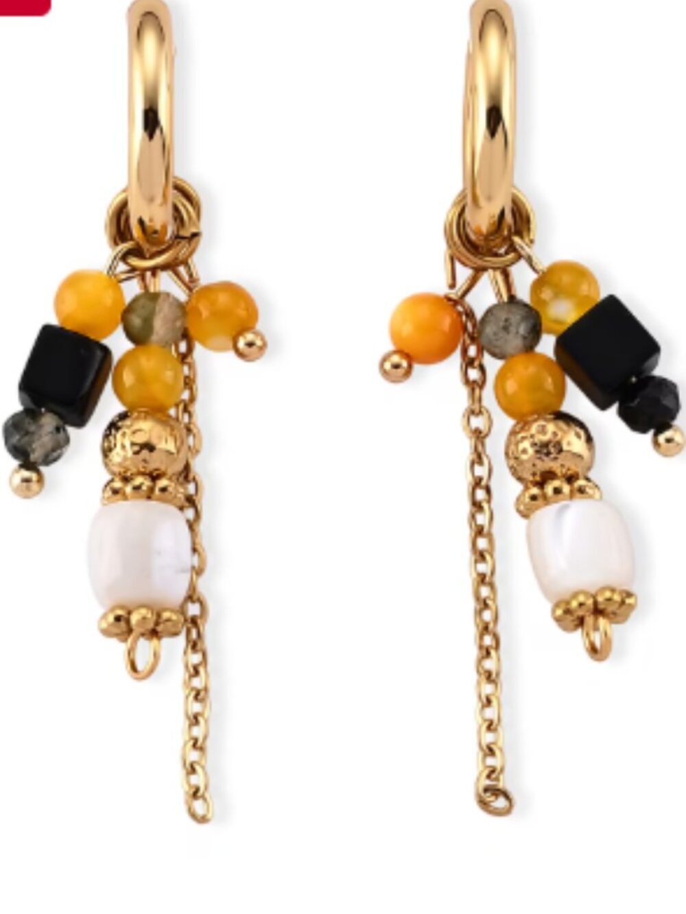 Natural Color Shell and Agate Beaded Earrings